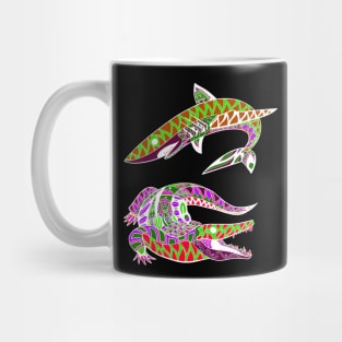 the kings of the nature the shark and the florida alligator Mug